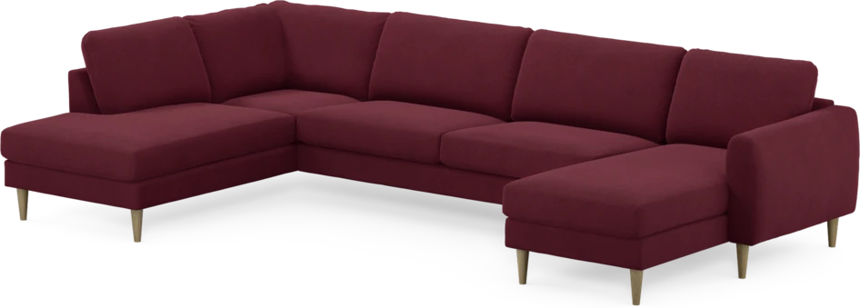 Bridge - 3-sits soffa med divan vänster och schäslong höger - Röd