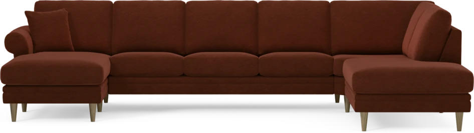 Eden - 3-sits soffa med schäslong vänster och divan höger - Orange