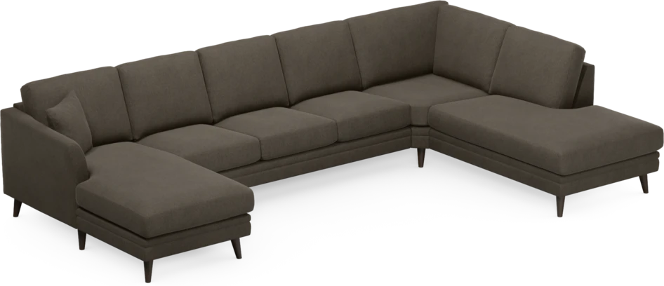 Eden - 3-sits soffa med schäslong vänster och divan höger - Brun