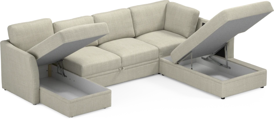 Öland - Bäddsoffa med schäslong vänster och divan höger - Beige