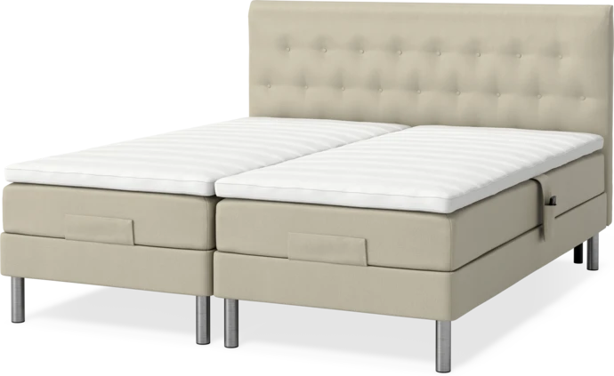 Roma Family, Ställbar säng, dubbelsäng med bäddmadrass och sänggavel låg pikerad, B 160-180