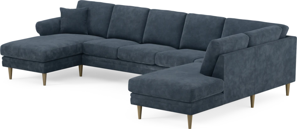 Eden - 3-sits soffa med schäslong vänster och divan höger - Blå