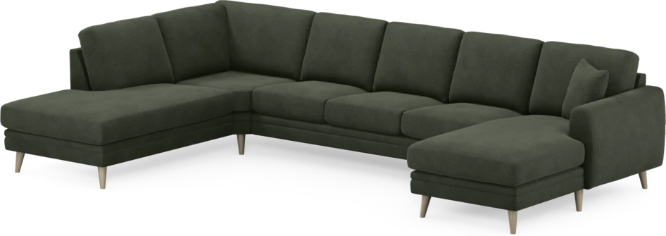 Eden - 3-sits soffa med divan vänster och schäslong höger - Grön