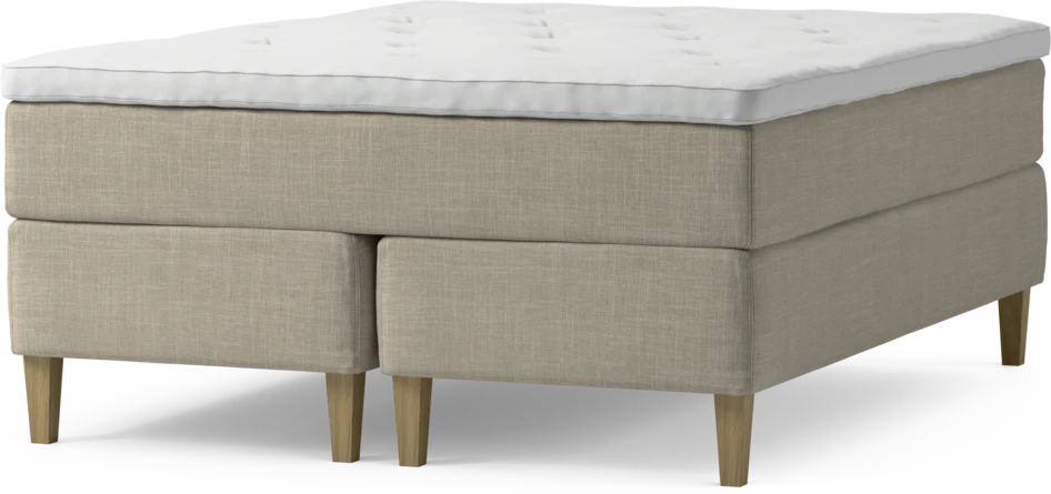 Delux Exclusive - Kontinentalsäng, dubbelsäng med bäddmadrass och sängben - Beige
