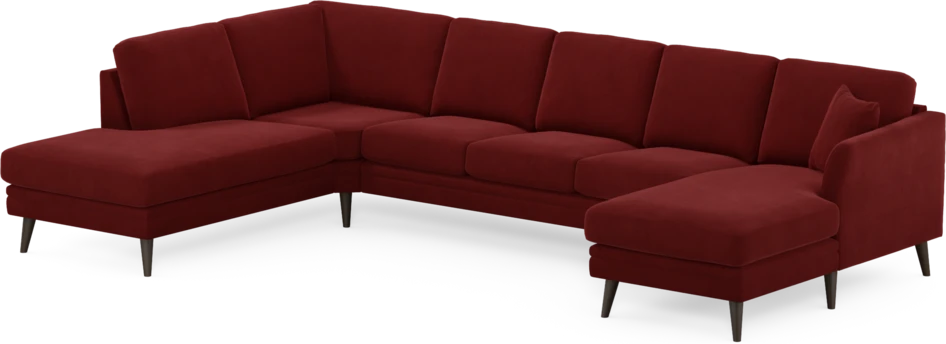 Eden - 3-sits soffa med divan vänster och schäslong höger - Röd