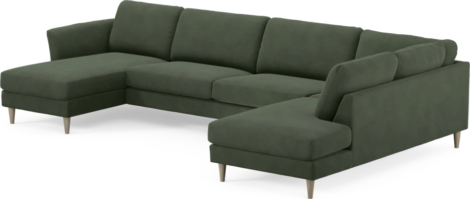 Bridge - 3-sits soffa med schäslong vänster och divan höger - Grön