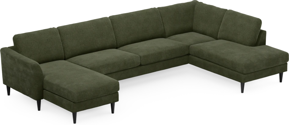 Bridge - 3-sits soffa med schäslong vänster och divan höger - Grön