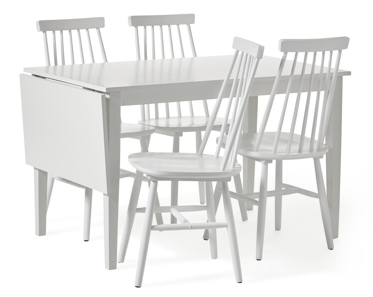 Moa - Matgrupp med 4 stolar Einar - Vit