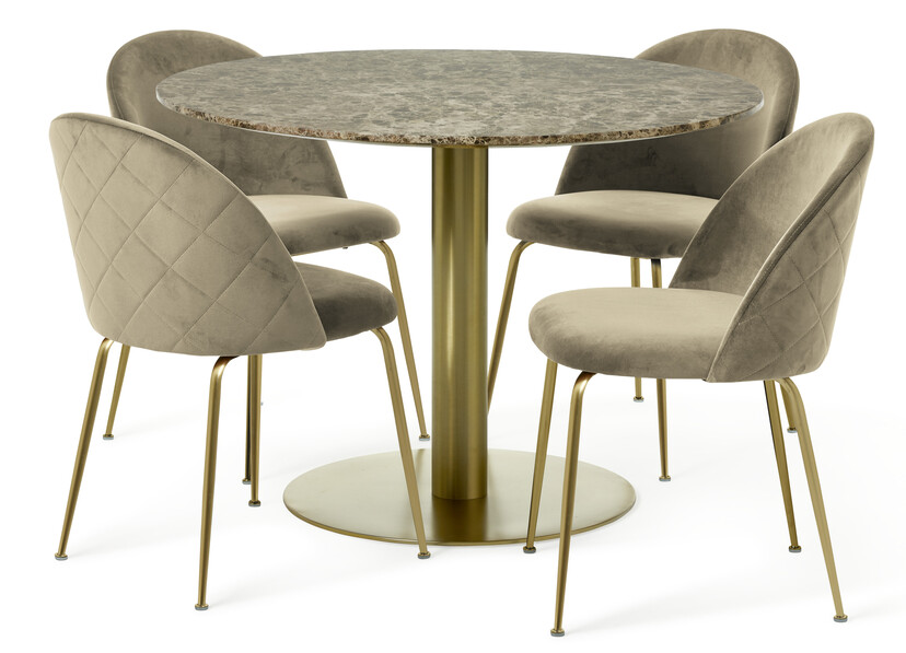 Tiffany - Matgrupp med 4 stolar Kiwi - Beige