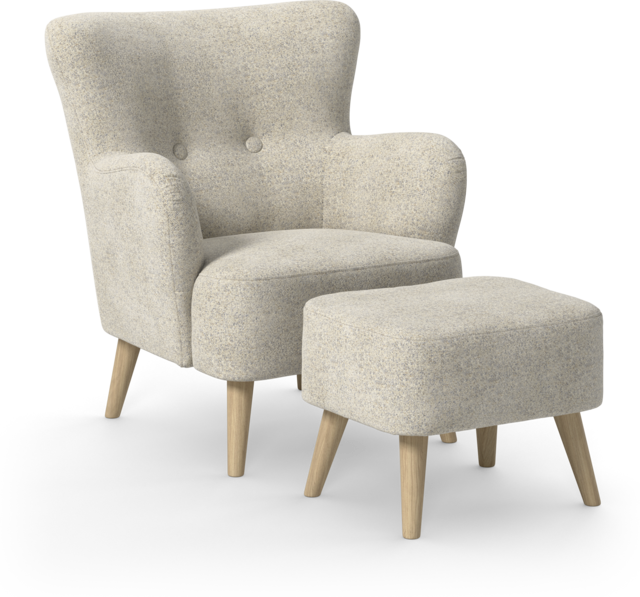 Timmy - Fåtölj med fotpall - Beige