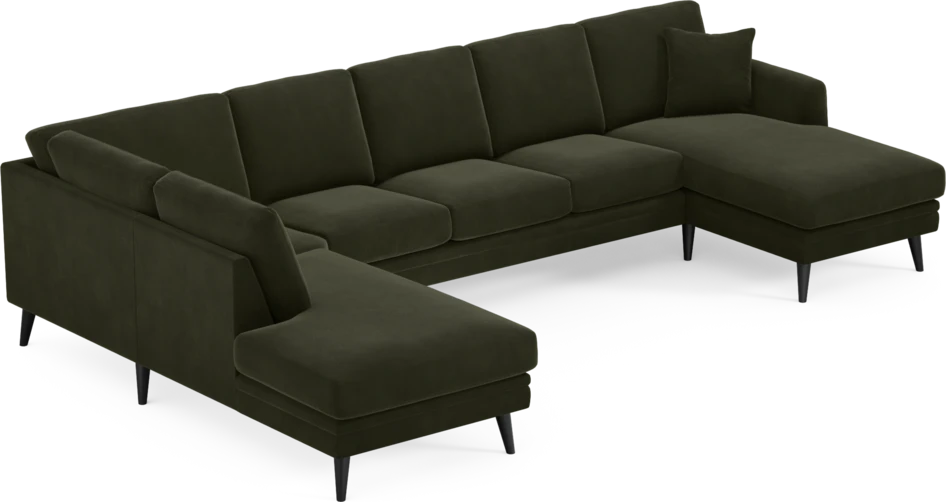 Eden - 3-sits soffa med divan vänster och schäslong höger - Grön