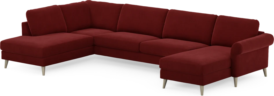 Bridge - 3-sits soffa med divan vänster och schäslong höger - Röd