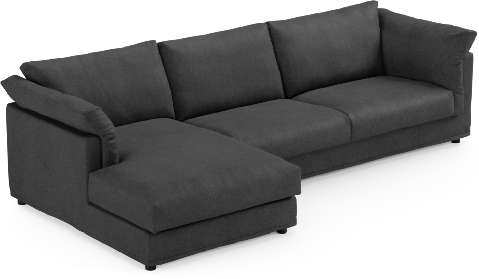 Cherrie - 3-sits soffa med schäslong vänster, med kappa - Svart