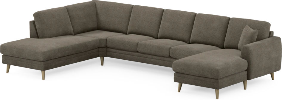 Eden - 3-sits soffa med divan vänster och schäslong höger - Brun