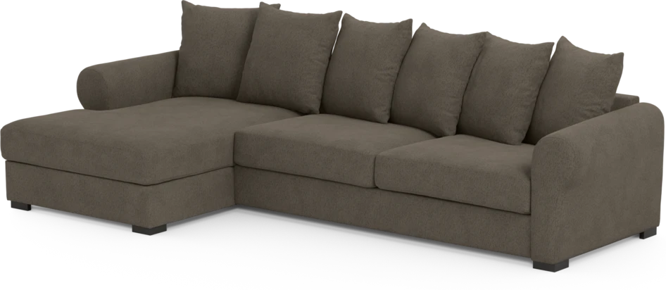 Town - 3-sits soffa med schäslong vänster - Brun