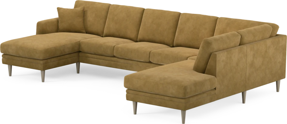 Eden - 3-sits soffa med schäslong vänster och divan höger - Gul
