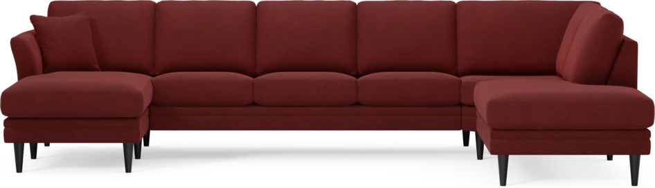 Eden - 3-sits soffa med schäslong vänster och divan höger - Röd