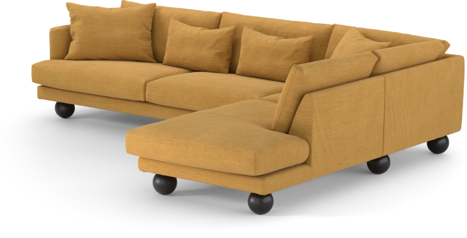Harper - 3-sits soffa med divan höger - Gul