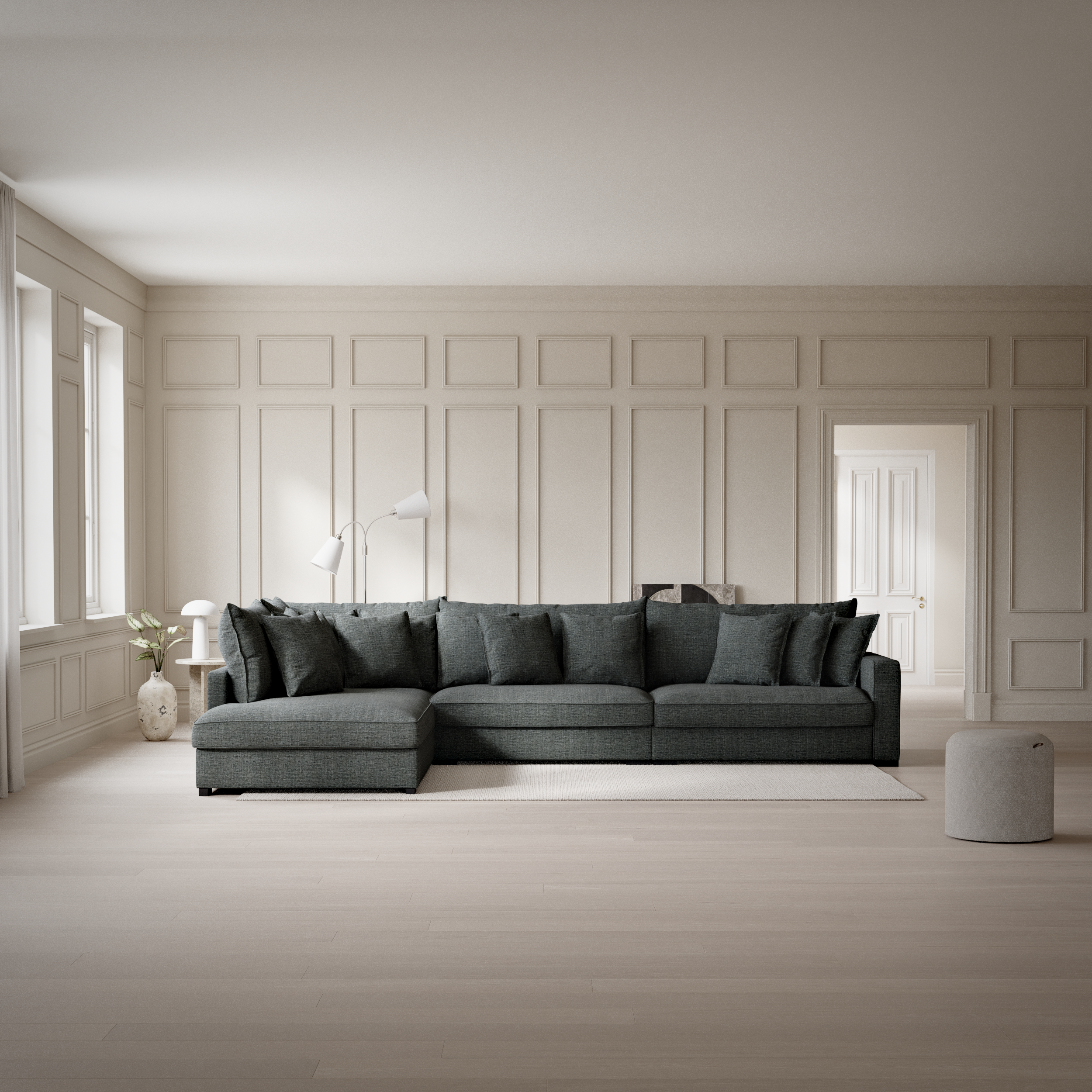 Rossi, 4-sits soffa med divan vänster