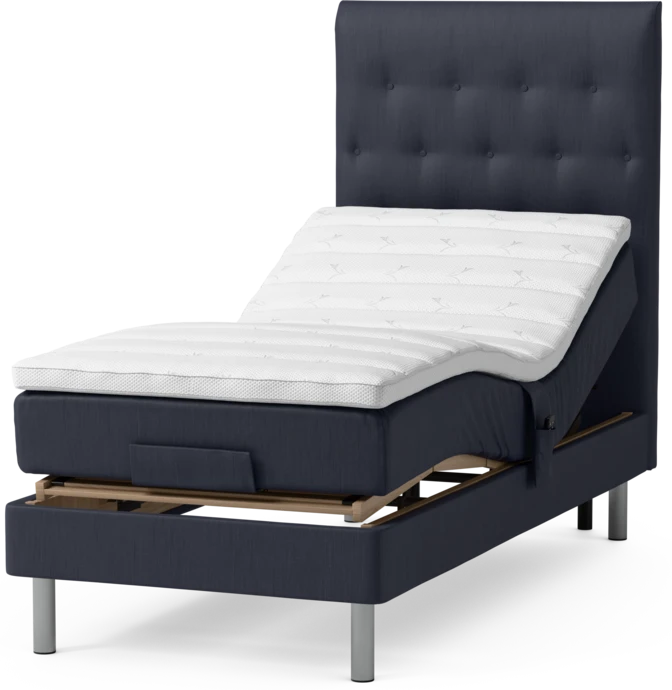 Roma Family, Ställbar säng, enkelsäng med bäddmadrass och sänggavel pikerad, B 90-120