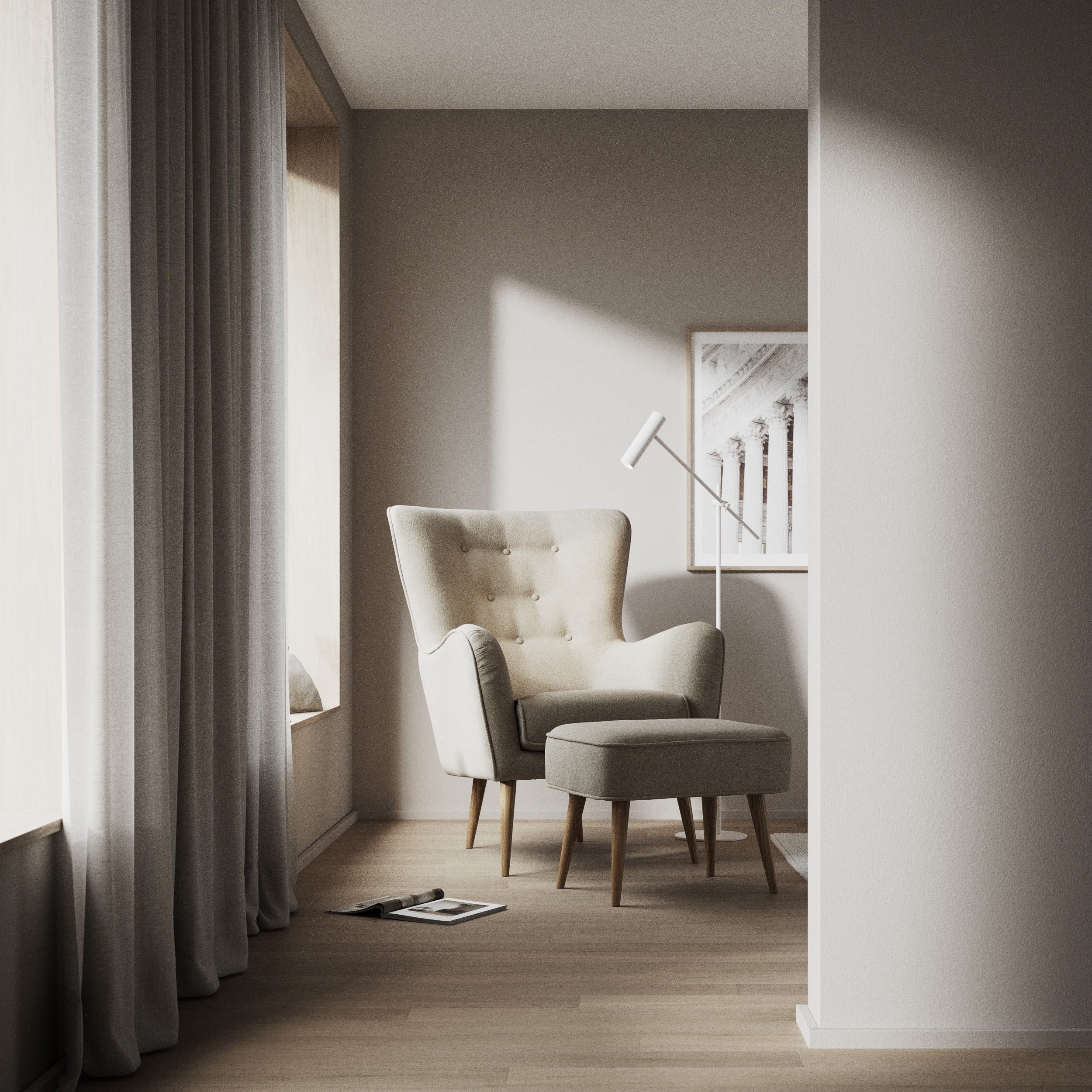 Cordelia, Fåtölj med fotpall