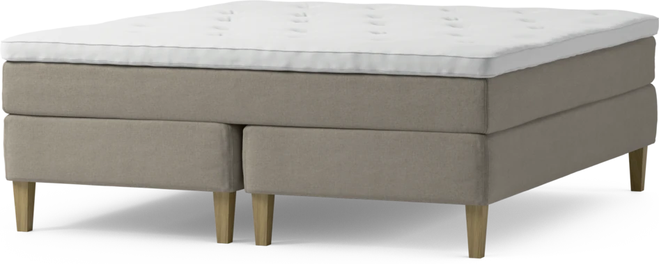 Delux Sense - Kontinentalsäng, dubbelsäng med bäddmadrass och sängben - Beige