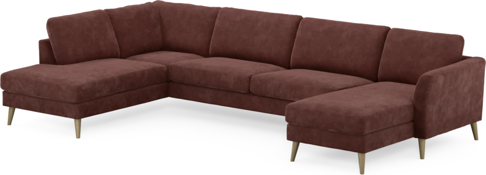 Bridge - 3-sits soffa med divan vänster och schäslong höger - Röd