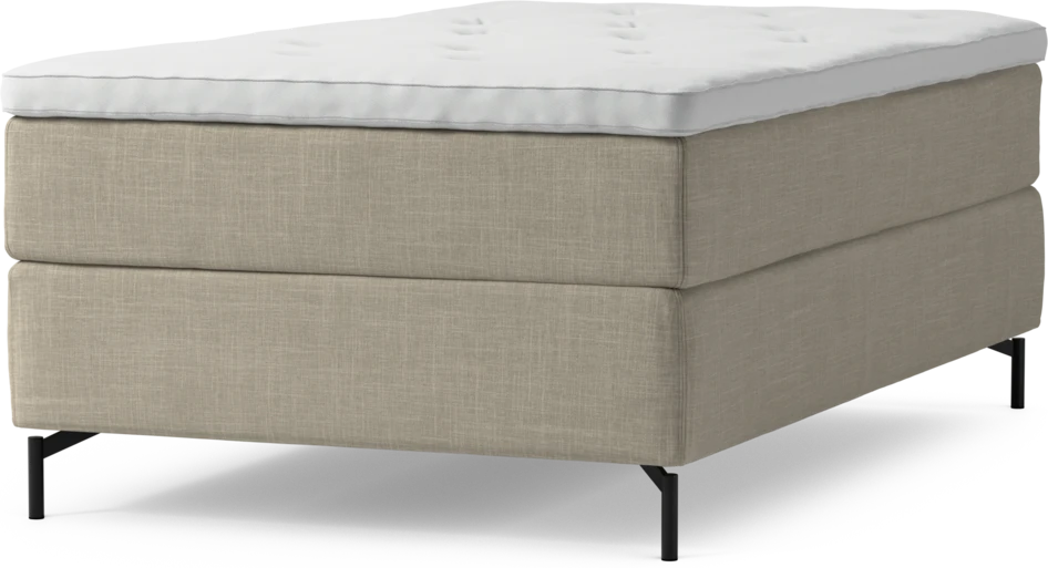 Delux Exclusive - Kontinentalsäng, enkelsäng 120 cm med bäddmadrass och sängben - Beige