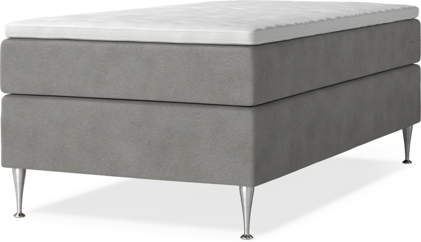 New York - Kontinentalsäng, enkelsäng med bäddmadrass och sängben - Grå