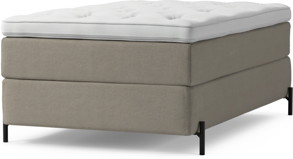 Delux Exclusive - Kontinentalsäng, enkelsäng 120 cm med bäddmadrass och sängben - Beige