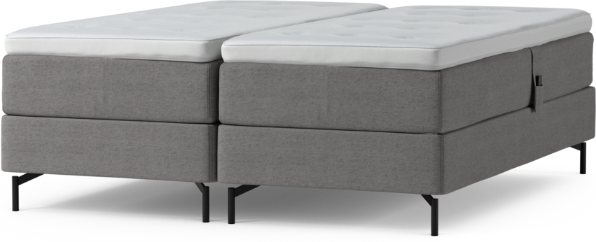 Delux Dream - Ställbar säng, dubbelsäng med bäddmadrass och sängben - Grå