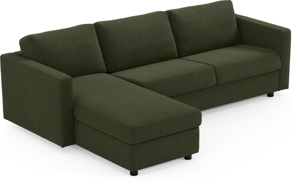 Lindö - Bäddsoffa 2,5-sits med schäslong, vändbar - Grön