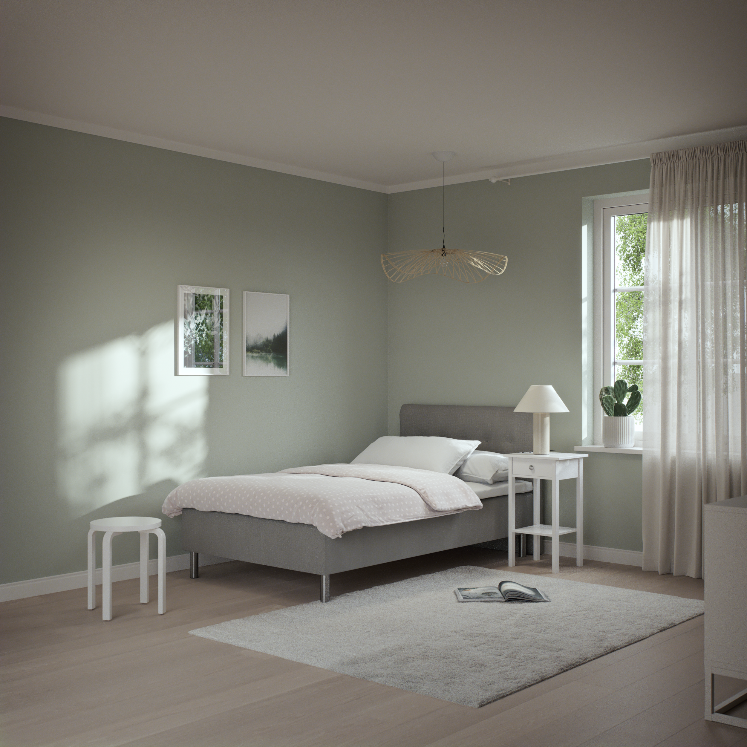 Roma Family, Ramsäng, enkelsäng med bäddmadrass och sänggavel låg pikerad, B 90-120