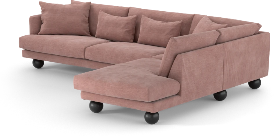 Harper - 3-sits soffa med divan höger - Rosa
