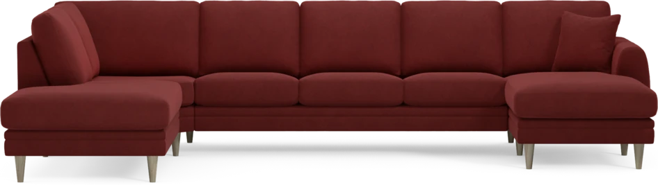 Eden - 3-sits soffa med divan vänster och schäslong höger - Röd