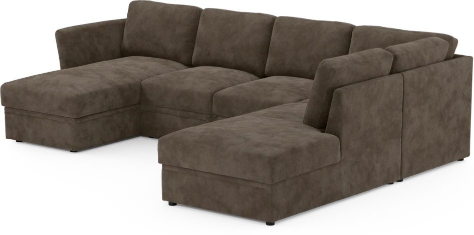 Öland - Bäddsoffa med schäslong vänster och divan höger - Brun