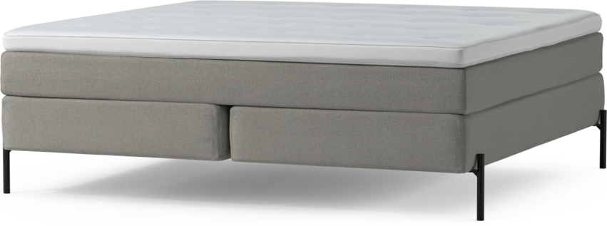 Delux Sense - Kontinentalsäng, dubbelsäng med bäddmadrass och sängben - Grå