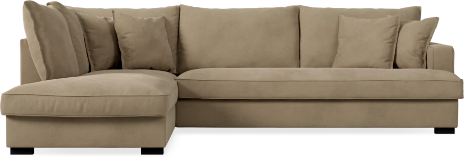 Mila - 3-sits soffa med divan vänster, hel dyna - Beige