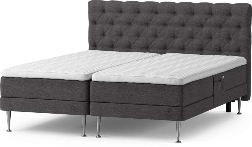 Särö Comfort - Ställbar säng, dubbelsäng med bäddmadrass, sängben och Pikerad Låg sänggavel