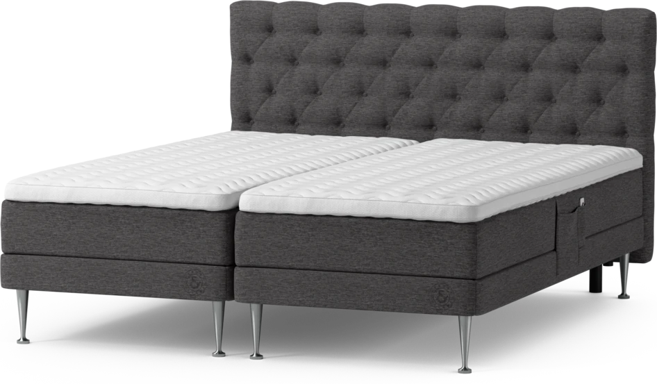 Särö Comfort - Ställbar säng, dubbelsäng med bäddmadrass, sängben och Pikerad Låg sänggavel