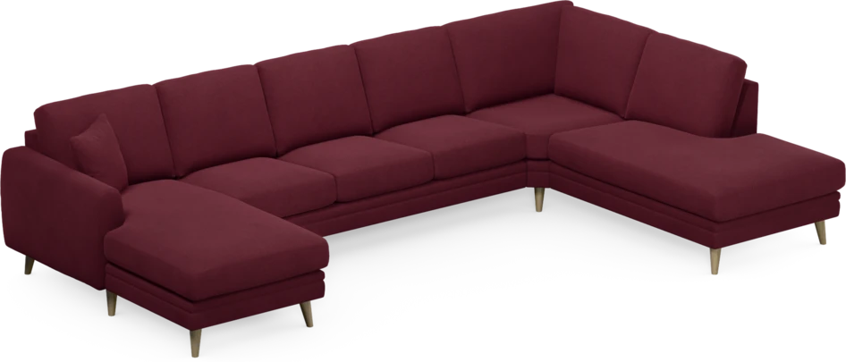 Eden - 3-sits soffa med schäslong vänster och divan höger - Röd