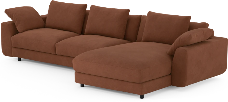 Amie - 3-sits med schäslong höger - Orange