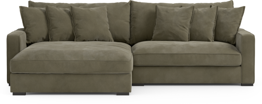Rossi - 2-sits soffa med schäslong XL vänster - Grön