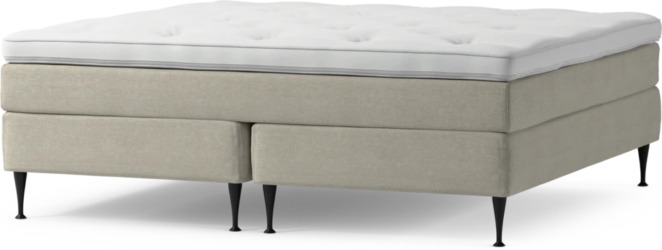 Delux Sense - Kontinentalsäng, dubbelsäng med bäddmadrass och sängben - Beige