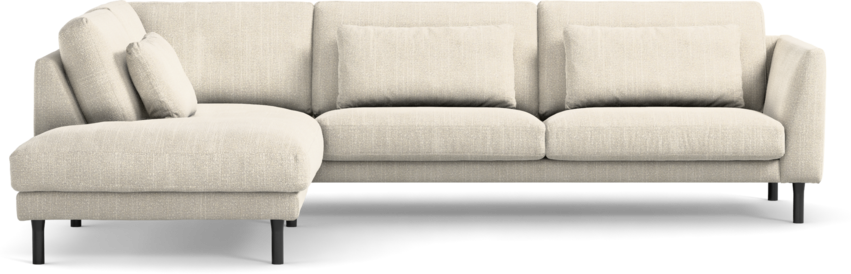Willow - 3-sits soffa med divan vänster, fast klädsel - Grå