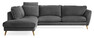 Madison Lux - 3-sits soffa med divan vänster, fast klädsel - Svart