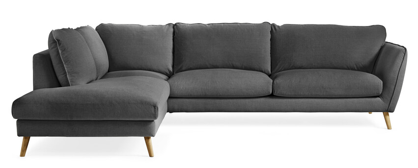 Madison Lux - 3-sits soffa med divan vänster, fast klädsel - Svart