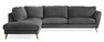 Madison Lux - 3-sits soffa med divan vänster, fast klädsel - Svart