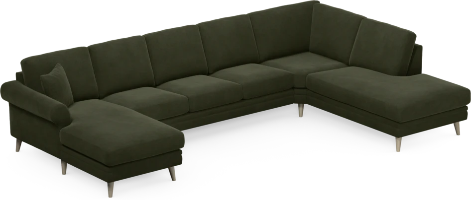 Eden - 3-sits soffa med schäslong vänster och divan höger - Grön