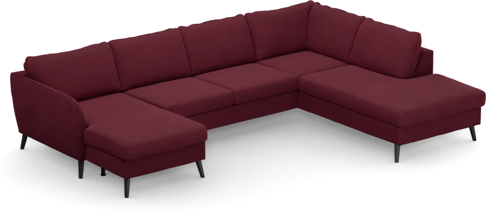 County - 3-sits soffa med schäslong vänster och divan höger - Röd